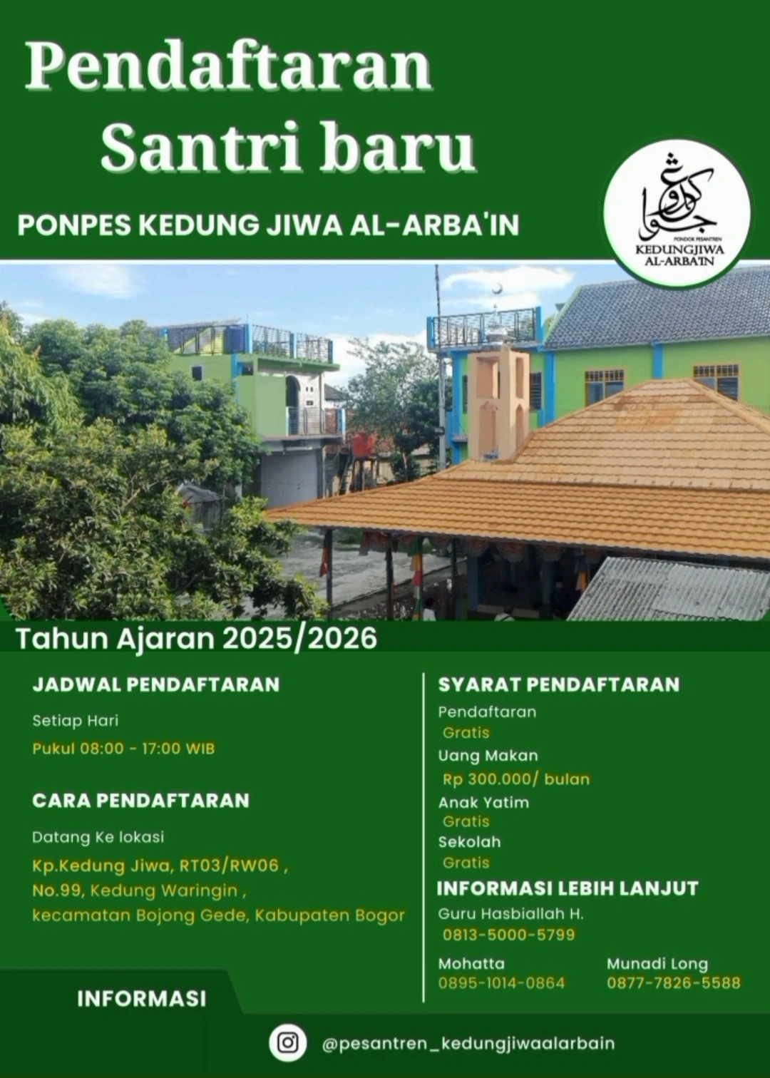 penerimaan santri baru ponpes kedung jiwa al-arbain